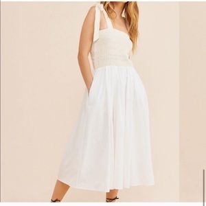 KOURT anthropologie yellow and white smocked maxi